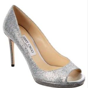 NWT Jimmy choo silver metallic Luna pump heel 8 1/2